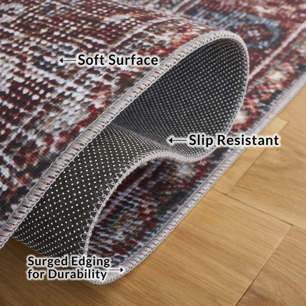 Safavieh Tucson Contemporary Area Rug, 6' X 8', Navy & Rust, Machine Washable, Slip Resistant, Durable Design Navy ,Rust Polyester Pile Tsn130n-68