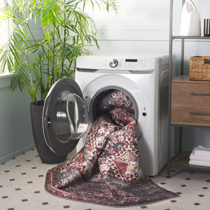 Safavieh Tucson Contemporary Area Rug, 6' X 8', Navy & Rust, Machine Washable, Slip Resistant, Durable Design Navy ,Rust Polyester Pile Tsn130n-68