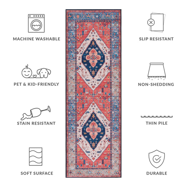 Safavieh Tucson Vintage Persian Area Rug - Timeless Elegance With Slip-resistant & Machine Washable Design Rust ,Blue Polyester Pile Tsn133p-210