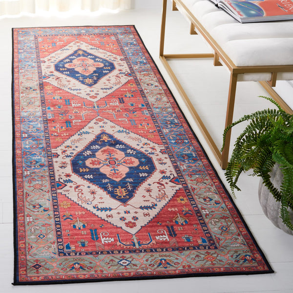 Safavieh Tucson Vintage Persian Area Rug - Timeless Elegance With Slip-resistant & Machine Washable Design Rust ,Blue Polyester Pile Tsn133p-210