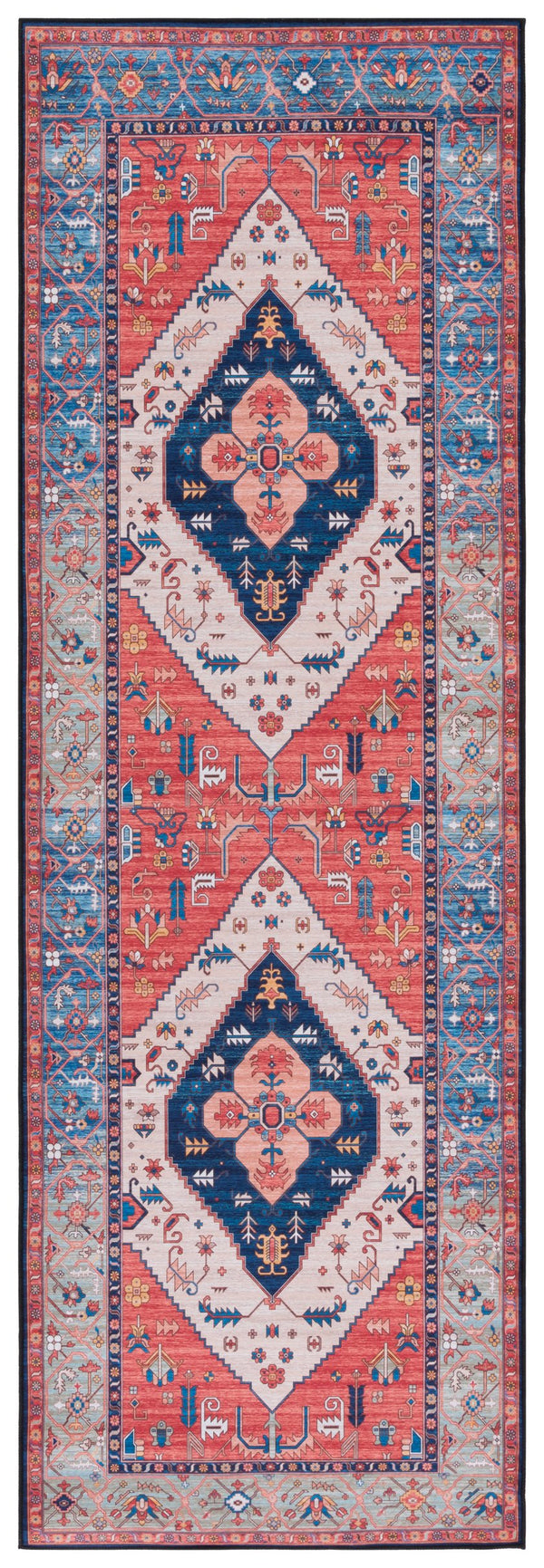 Safavieh Tucson Vintage Persian Area Rug - Timeless Elegance With Slip-resistant & Machine Washable Design Rust ,Blue Polyester Pile Tsn133p-210