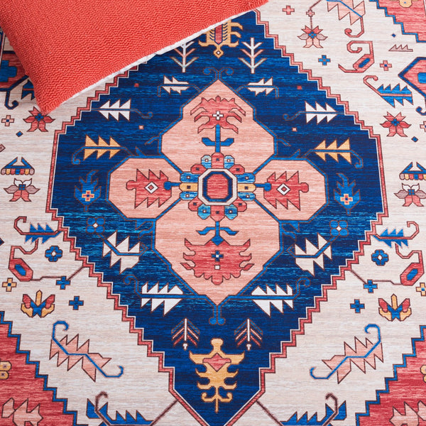 Safavieh Tucson Vintage Persian Area Rug - Timeless Elegance With Slip-resistant & Machine Washable Design Rust ,Blue Polyester Pile Tsn133p-210