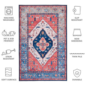 Safavieh Tucson Vintage Persian Area Rug - Timeless Elegance With Slip-resistant & Machine Washable Design Rust ,Blue Polyester Pile Tsn133p-210