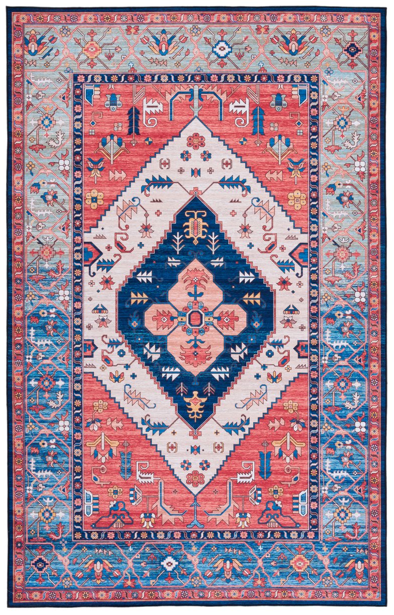 Safavieh Tucson Vintage Persian Area Rug - Timeless Elegance With Slip-resistant & Machine Washable Design Rust ,Blue Polyester Pile Tsn133p-210