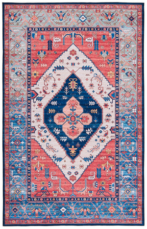 Safavieh Tucson 133 M/W S/R Power Loomed Traditional Rug Rust / Blue 4' x 4' Square