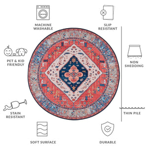 Safavieh Tucson Vintage Persian Area Rug - Timeless Elegance With Slip-resistant & Machine Washable Design Rust ,Blue Polyester Pile Tsn133p-210