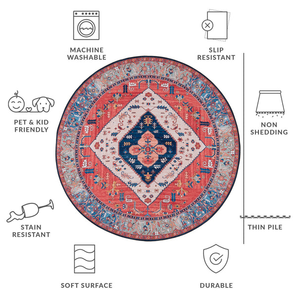 Safavieh Tucson Vintage Persian Area Rug - Timeless Elegance With Slip-resistant & Machine Washable Design Rust ,Blue Polyester Pile Tsn133p-210