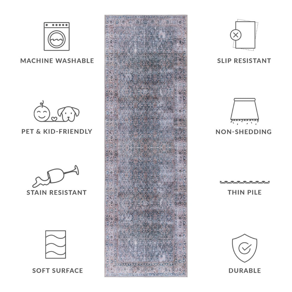 Safavieh Tucson Elegant Area Rug - Stylish & Durable, Machine Washable With Slip Resistant Design For Safety Green Blue ,Beige Polyester Tsn134y-10