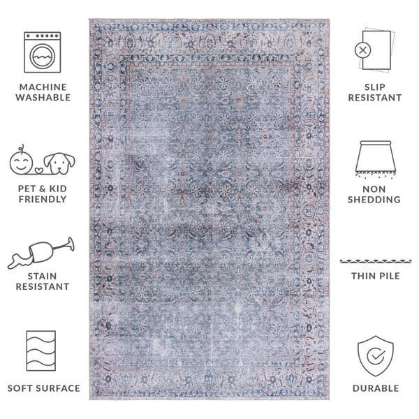 Safavieh Tucson Elegant Area Rug - Stylish & Durable, Machine Washable With Slip Resistant Design For Safety Green Blue ,Beige Polyester Tsn134y-10