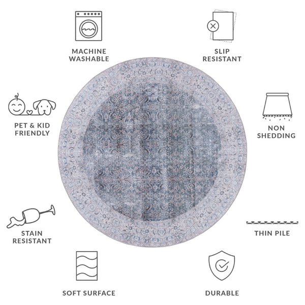 Safavieh Tucson Elegant Area Rug - Stylish & Durable, Machine Washable With Slip Resistant Design For Safety Green Blue ,Beige Polyester Tsn134y-10