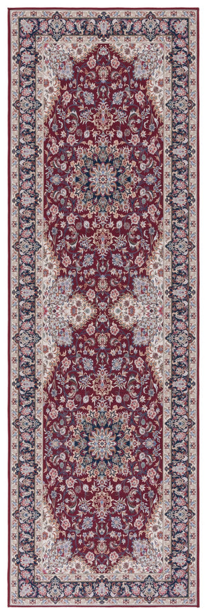Safavieh Tucson Traditional Style Area Rug - Luxurious Floral Design, Machine Washable & Slip Resistant Comfort Red ,Navy Polyester Pile Tsn135q-212