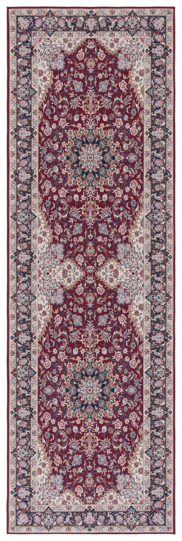 Safavieh Tucson Traditional Style Area Rug - Luxurious Floral Design, Machine Washable & Slip Resistant Comfort Red ,Navy Polyester Pile Tsn135q-212
