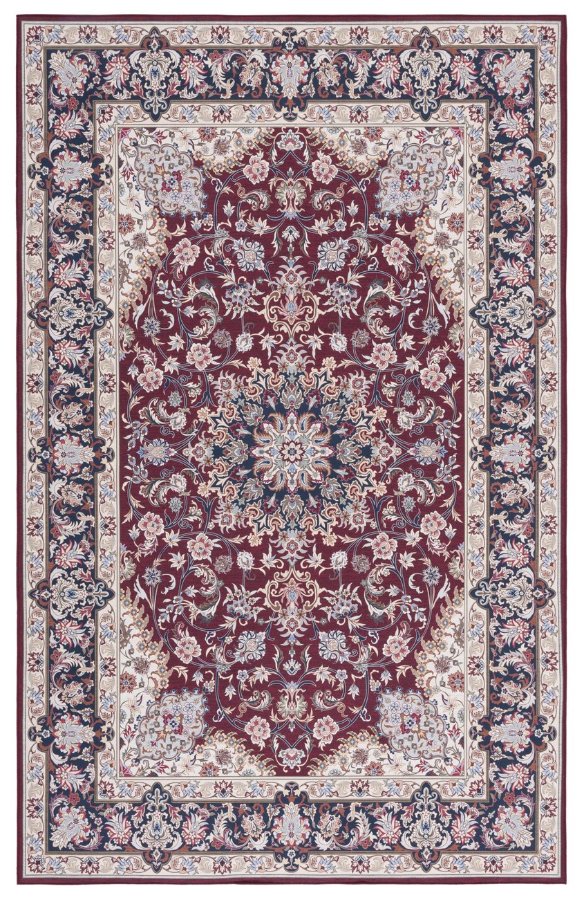 Safavieh Tucson Traditional Style Area Rug - Luxurious Floral Design, Machine Washable & Slip Resistant Comfort Red ,Navy Polyester Pile Tsn135q-212