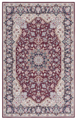 Safavieh Tucson Traditional Style Area Rug - Luxurious Floral Design, Machine Washable & Slip Resistant Comfort Red ,Navy Polyester Pile Tsn135q-212