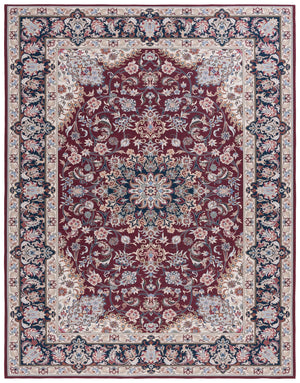 Safavieh Tucson Traditional Style Area Rug - Luxurious Floral Design, Machine Washable & Slip Resistant Comfort Red ,Navy Polyester Pile Tsn135q-212
