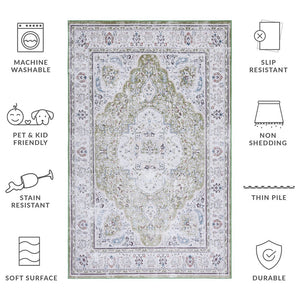 Safavieh Tucson Area Rug: Timeless Elegance With Machine Washable, Slip-resistant Design For Modern Living Green ,Beige Polyester Pile Tsn136y-4r