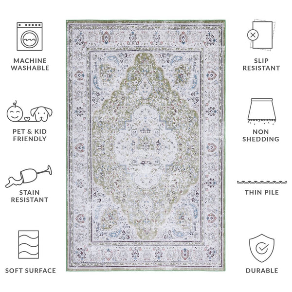 Safavieh Tucson Area Rug: Timeless Elegance With Machine Washable, Slip-resistant Design For Modern Living Green ,Beige Polyester Pile Tsn136y-4r