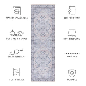 Safavieh Tucson Traditional Runner Rug - Elegant Power-loomed Design, Washable & Slip-resistant For Homes Beige ,Grey Polyester Pile Tsn137b-24
