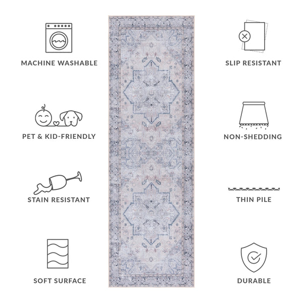 Safavieh Tucson Traditional Runner Rug - Elegant Power-loomed Design, Washable & Slip-resistant For Homes Beige ,Grey Polyester Pile Tsn137b-24