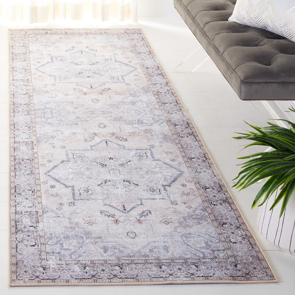Safavieh Tucson Traditional Runner Rug - Elegant Power-loomed Design, Washable & Slip-resistant For Homes Beige ,Grey Polyester Pile Tsn137b-24