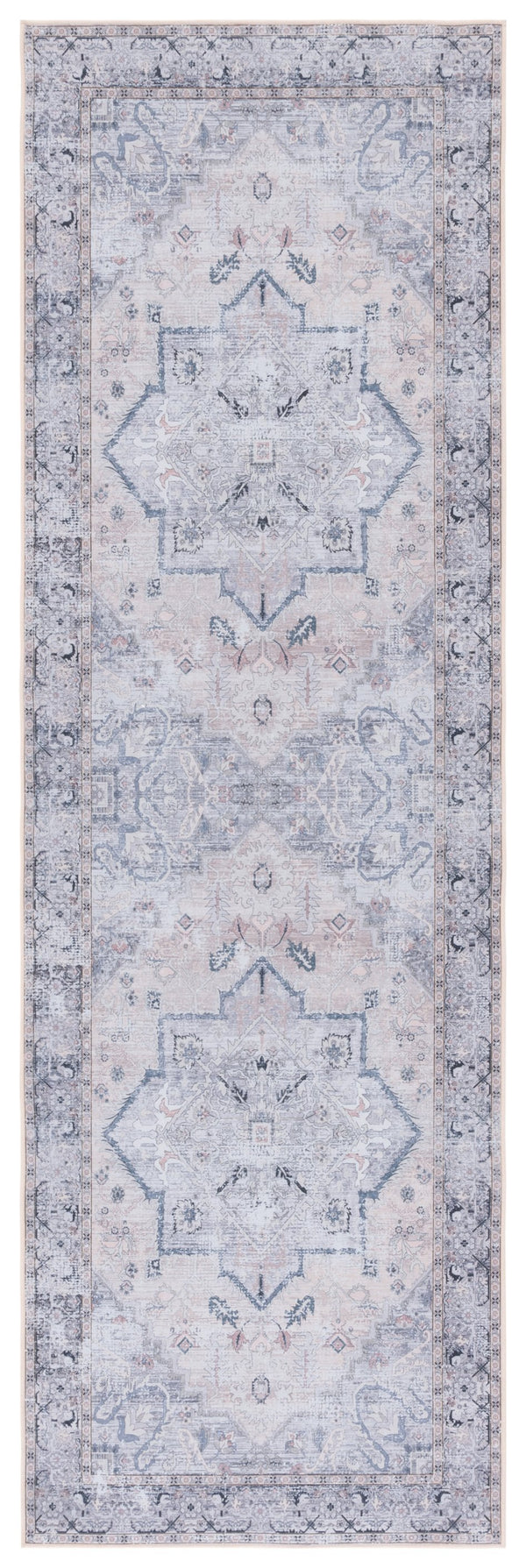 Safavieh Tucson Traditional Runner Rug - Elegant Power-loomed Design, Washable & Slip-resistant For Homes Beige ,Grey Polyester Pile Tsn137b-24