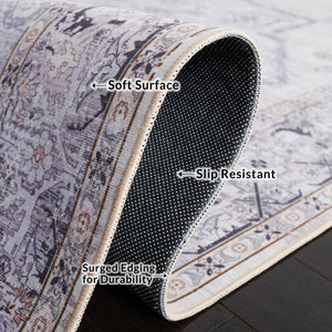 Safavieh Tucson Traditional Runner Rug - Elegant Power-loomed Design, Washable & Slip-resistant For Homes Beige ,Grey Polyester Pile Tsn137b-24