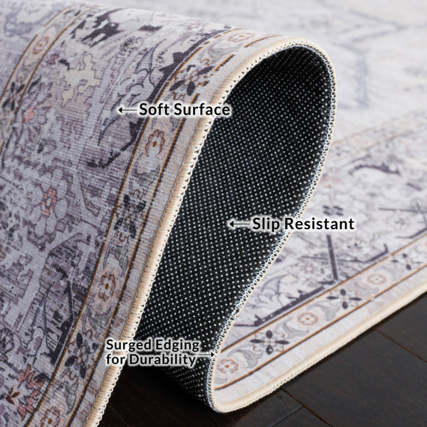 Safavieh Tucson Traditional Runner Rug - Elegant Power-loomed Design, Washable & Slip-resistant For Homes Beige ,Grey Polyester Pile Tsn137b-24