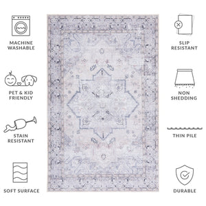 Safavieh Tucson Traditional Runner Rug - Elegant Power-loomed Design, Washable & Slip-resistant For Homes Beige ,Grey Polyester Pile Tsn137b-24