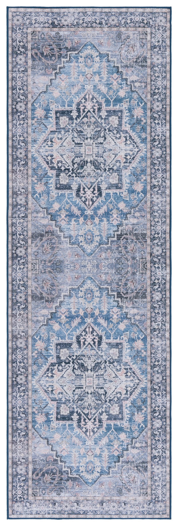 Safavieh Tucson Traditional Runner Rug - Elegant Power-loomed Design, Washable & Slip-resistant For Homes Blue ,Charcoal Polyester Pile Tsn137m-216