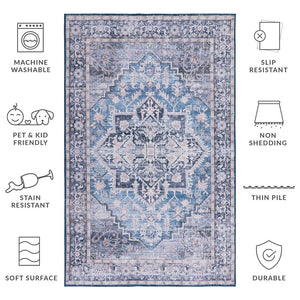 Safavieh Tucson Traditional Runner Rug - Elegant Power-loomed Design, Washable & Slip-resistant For Homes Blue ,Charcoal Polyester Pile Tsn137m-216