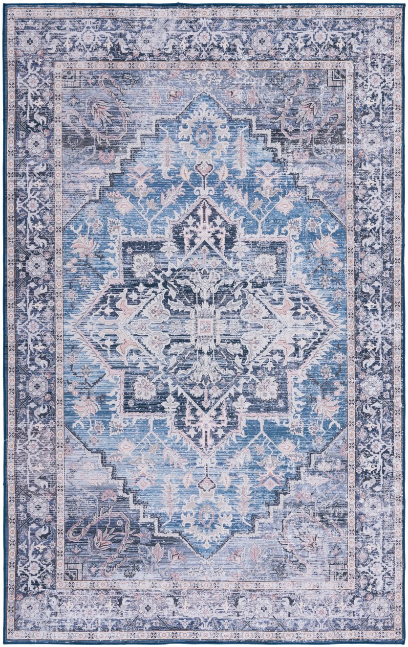 Safavieh Tucson Traditional Runner Rug - Elegant Power-loomed Design, Washable & Slip-resistant For Homes Blue ,Charcoal Polyester Pile Tsn137m-216