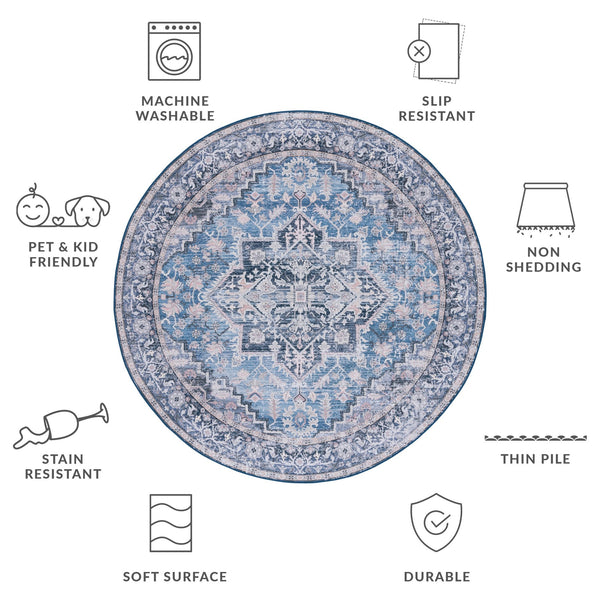 Safavieh Tucson Traditional Runner Rug - Elegant Power-loomed Design, Washable & Slip-resistant For Homes Blue ,Charcoal Polyester Pile Tsn137m-216