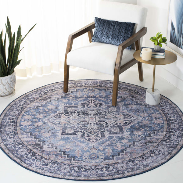 Safavieh Tucson Traditional Runner Rug - Elegant Power-loomed Design, Washable & Slip-resistant For Homes Blue ,Charcoal Polyester Pile Tsn137m-216