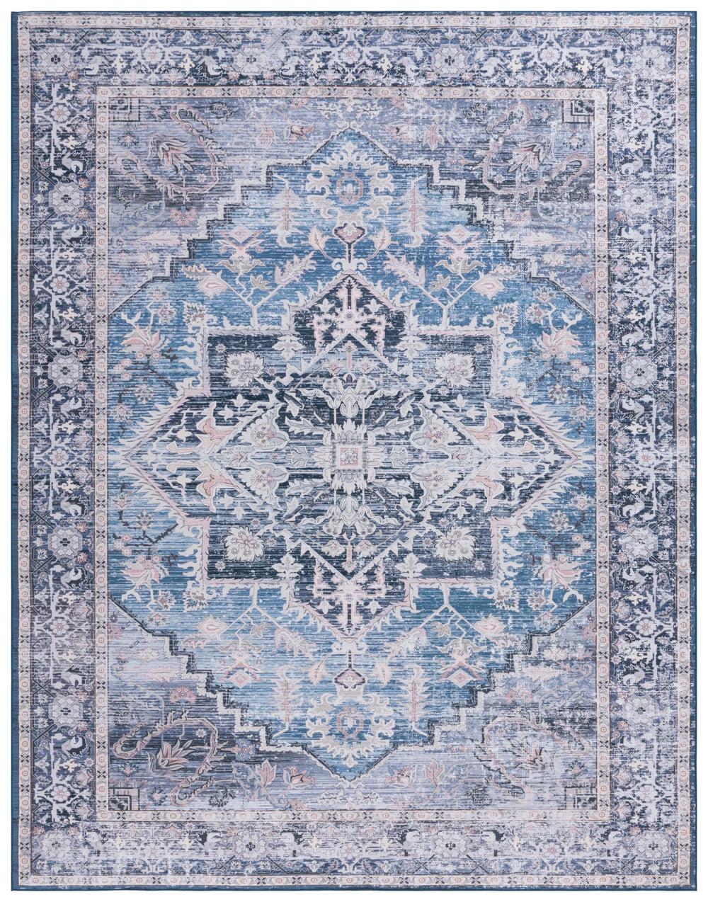 Safavieh Tucson Traditional Runner Rug - Elegant Power-loomed Design, Washable & Slip-resistant For Homes Blue ,Charcoal Polyester Pile Tsn137m-216