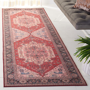 Safavieh Tucson Elegant Traditional Style Machine Washable Rug - Slip Resistant For Safe And Easy Care Red ,Navy Polyester Tsn139q-24