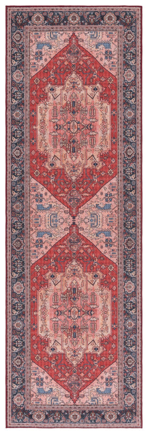Safavieh Tucson Elegant Traditional Style Machine Washable Rug - Slip Resistant For Safe And Easy Care Red ,Navy Polyester Tsn139q-24