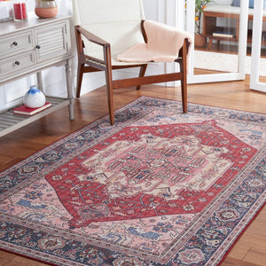 Safavieh Tucson Elegant Traditional Style Machine Washable Rug - Slip Resistant For Safe And Easy Care Red ,Navy Polyester Tsn139q-24