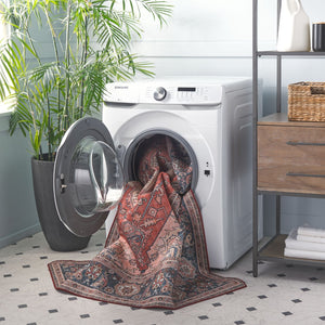 Safavieh Tucson Elegant Traditional Style Machine Washable Rug - Slip Resistant For Safe And Easy Care Red ,Navy Polyester Tsn139q-24