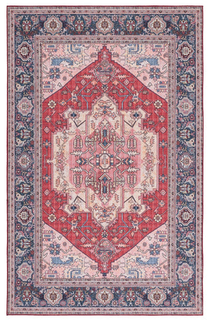 Safavieh Tucson Elegant Traditional Style Machine Washable Rug - Slip Resistant For Safe And Easy Care Red ,Navy Polyester Tsn139q-24