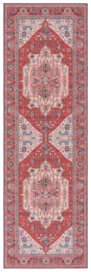 Safavieh Tucson Elegant Traditional Style Machine Washable Rug - Slip Resistant For Safe And Easy Care Red ,Pink Polyester Tsn139r-10