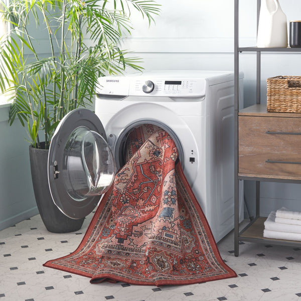 Safavieh Tucson Elegant Traditional Style Machine Washable Rug - Slip Resistant For Safe And Easy Care Red ,Pink Polyester Tsn139r-10