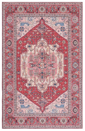 Safavieh Tucson Elegant Traditional Style Machine Washable Rug - Slip Resistant For Safe And Easy Care Red ,Pink Polyester Tsn139r-10