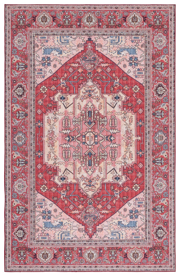 Safavieh Tucson Elegant Traditional Style Machine Washable Rug - Slip Resistant For Safe And Easy Care Red ,Pink Polyester Tsn139r-10