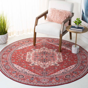 Safavieh Tucson Elegant Traditional Style Machine Washable Rug - Slip Resistant For Safe And Easy Care Red ,Pink Polyester Tsn139r-10