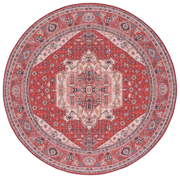 Safavieh Tucson Elegant Traditional Style Machine Washable Rug - Slip Resistant For Safe And Easy Care Red ,Pink Polyester Tsn139r-10