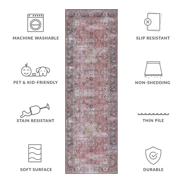 Safavieh Tucson Traditional Machine Washable Rug With Slip-resistant Design For Elegant Home Décor Pink ,Beige Polyester Pile Tsn144u-26