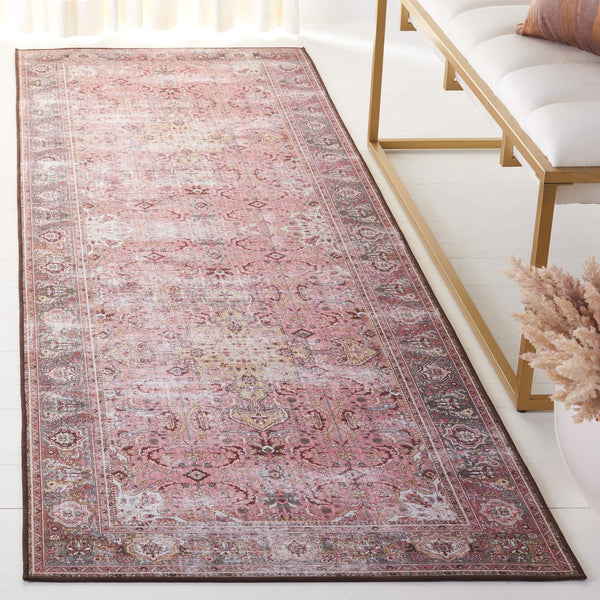 Safavieh Tucson Traditional Machine Washable Rug With Slip-resistant Design For Elegant Home Décor Pink ,Beige Polyester Pile Tsn144u-26