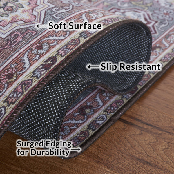 Safavieh Tucson Traditional Machine Washable Rug With Slip-resistant Design For Elegant Home Décor Pink ,Beige Polyester Pile Tsn144u-26