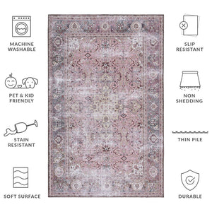 Safavieh Tucson Traditional Machine Washable Rug With Slip-resistant Design For Elegant Home Décor Pink ,Beige Polyester Pile Tsn144u-26