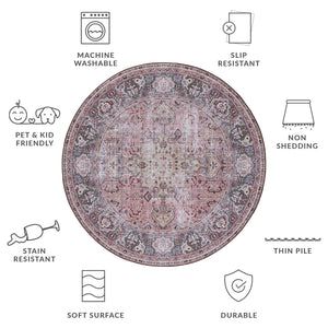 Safavieh Tucson Traditional Machine Washable Rug With Slip-resistant Design For Elegant Home Décor Pink ,Beige Polyester Pile Tsn144u-26